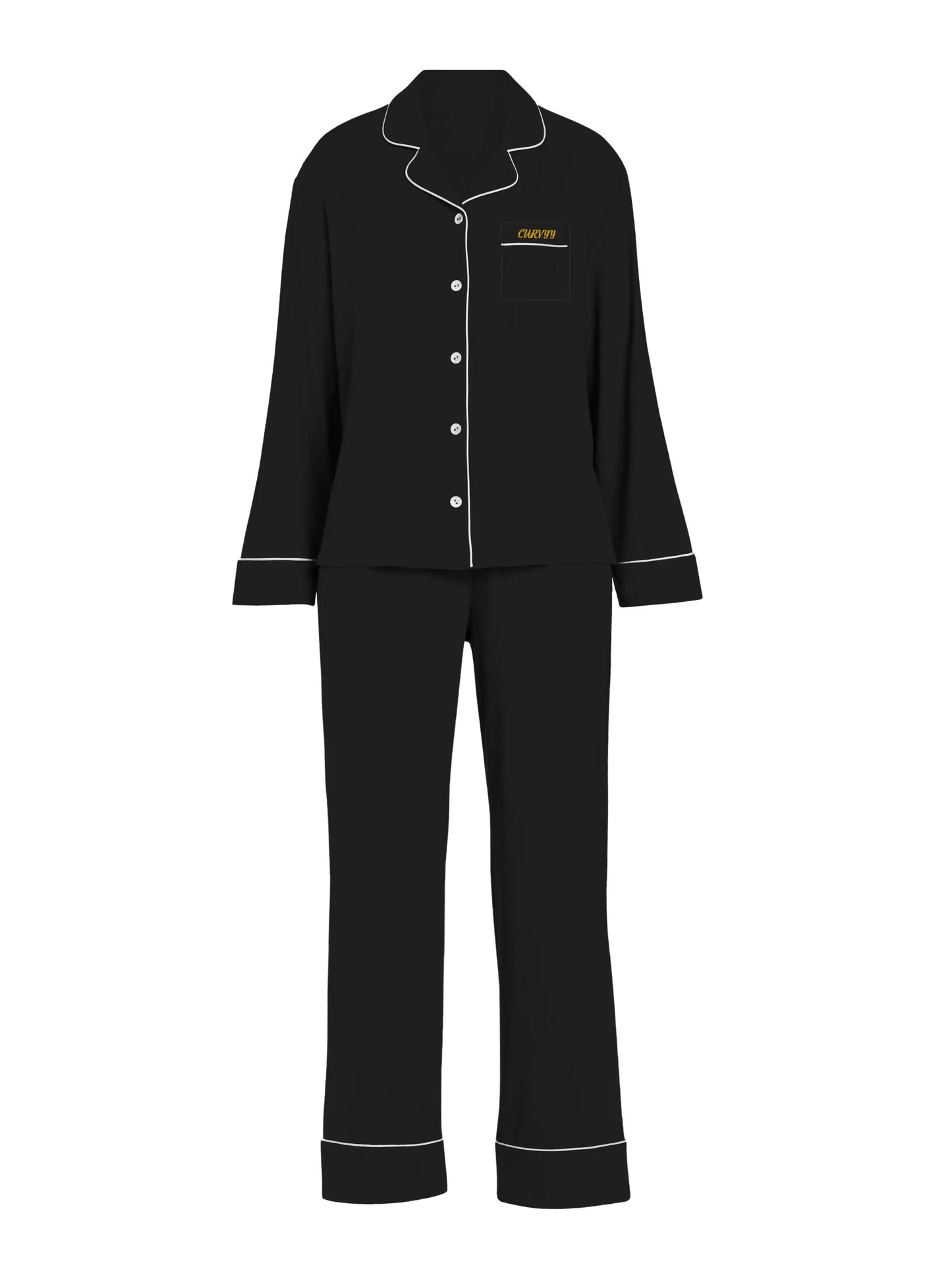 Black Button down Long Sleeve Shirt/ matching pants