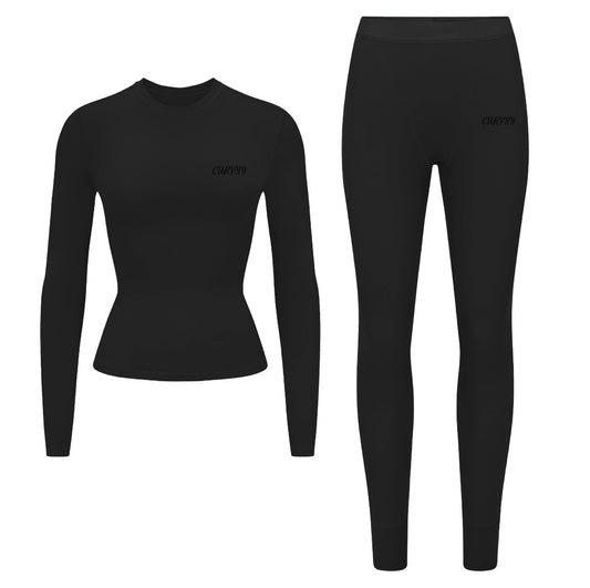 Onyx Black Rib Leggings Set