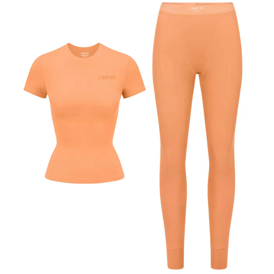 Mandarin Orange Rib Set – Thecurvyyboutique
