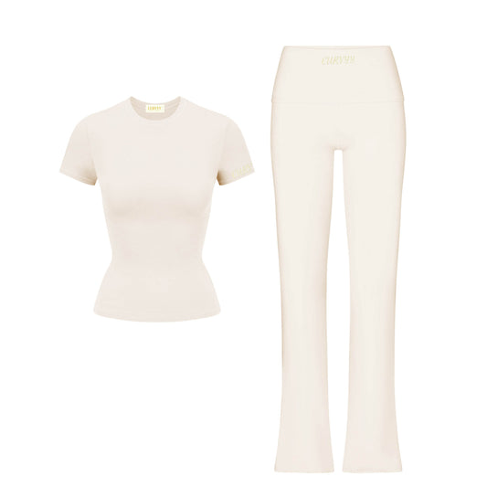 Beige Flare Pants Set